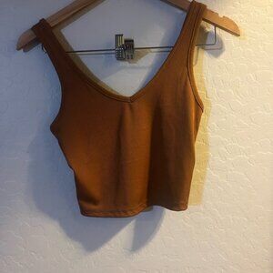 SHEIN Brown Fitted Sleeveless Crop Tank Top